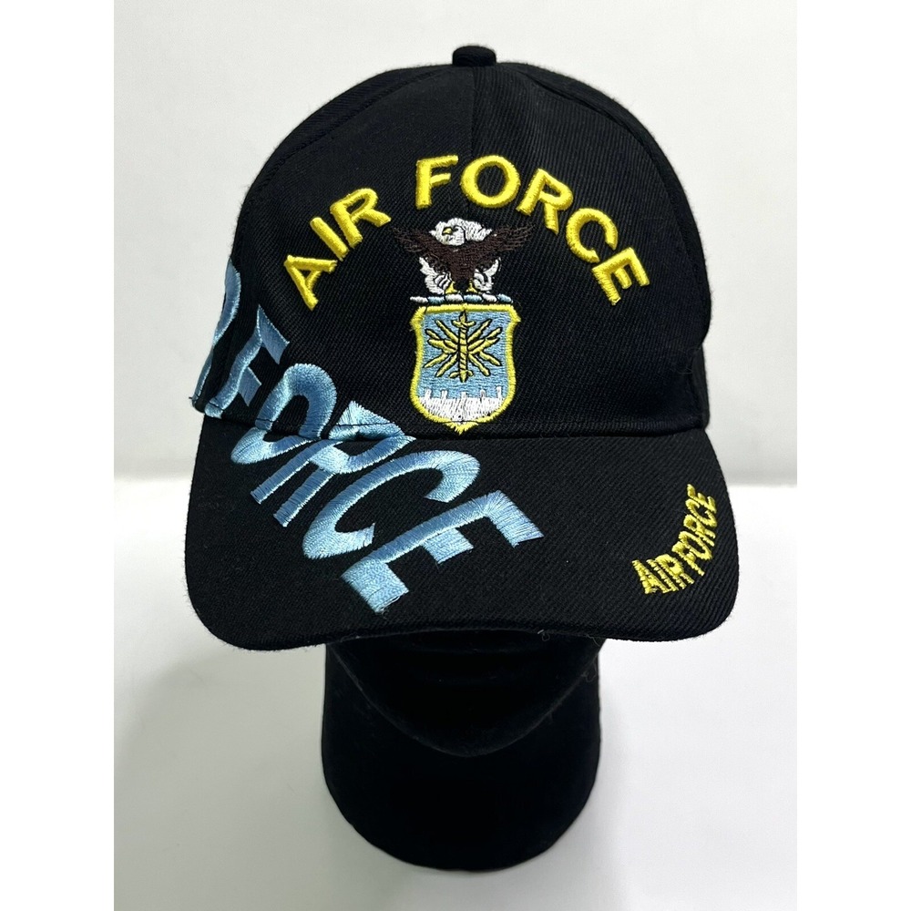 Air Force Hat Adjustable Strap Back Eagle Black Blue Yellow Vintage